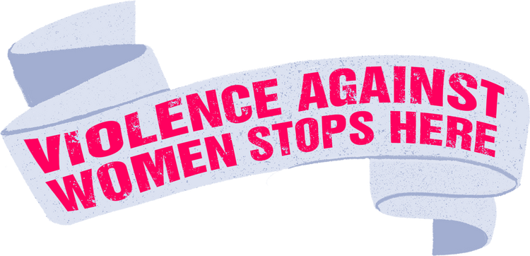 Handdrawn Textured Violence Against Women Stops Here Banner 